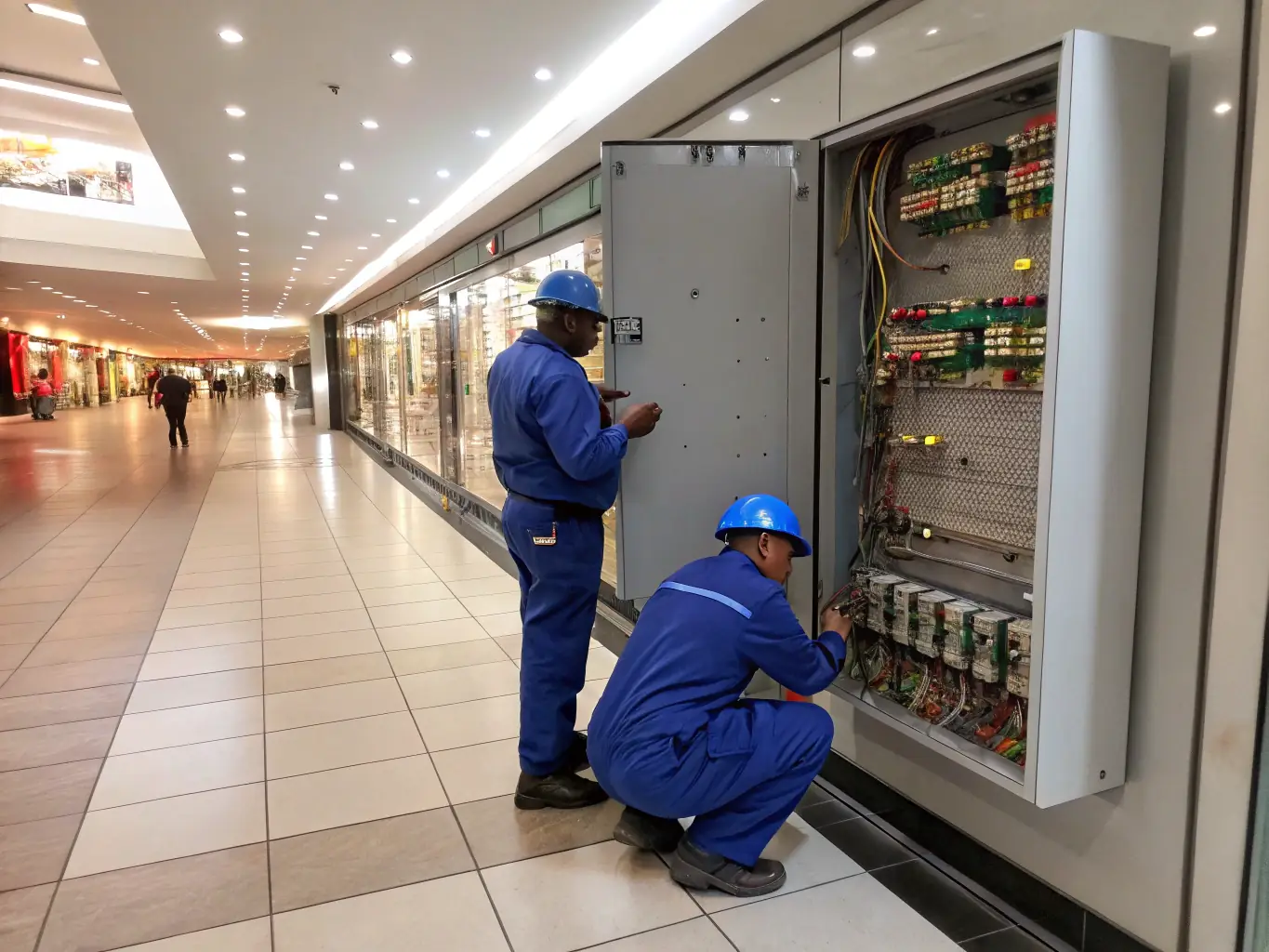 Elektrische installatie in winkelcentrum